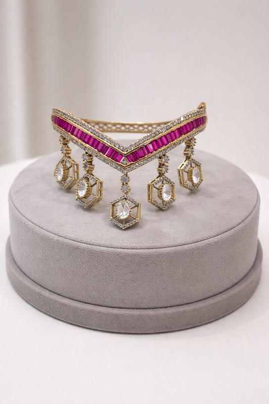 Opulent Ruby & Diamond Octagon Dangle Bracelet-G352100
