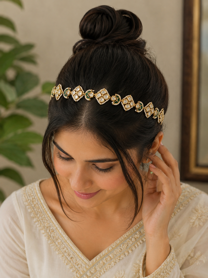 Jadau Kundan Mathapatti Hairband-G393400