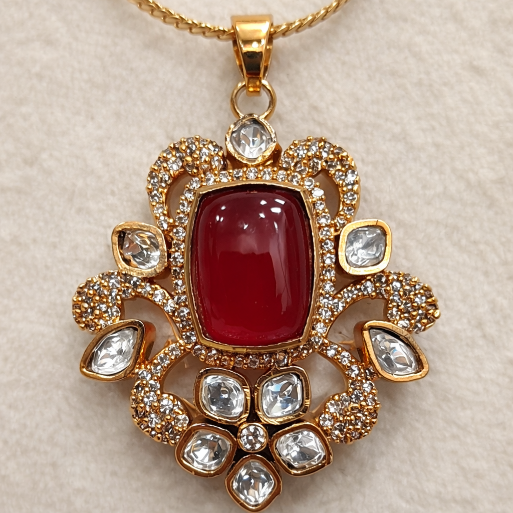 Ruby Mossonite Pendent Set