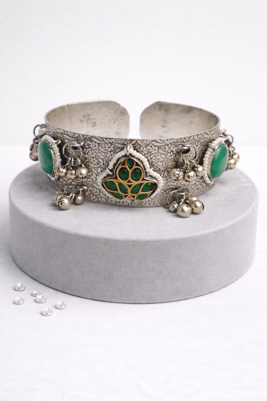 Oxidized Silver Bangles Kada/Cuff-G351400