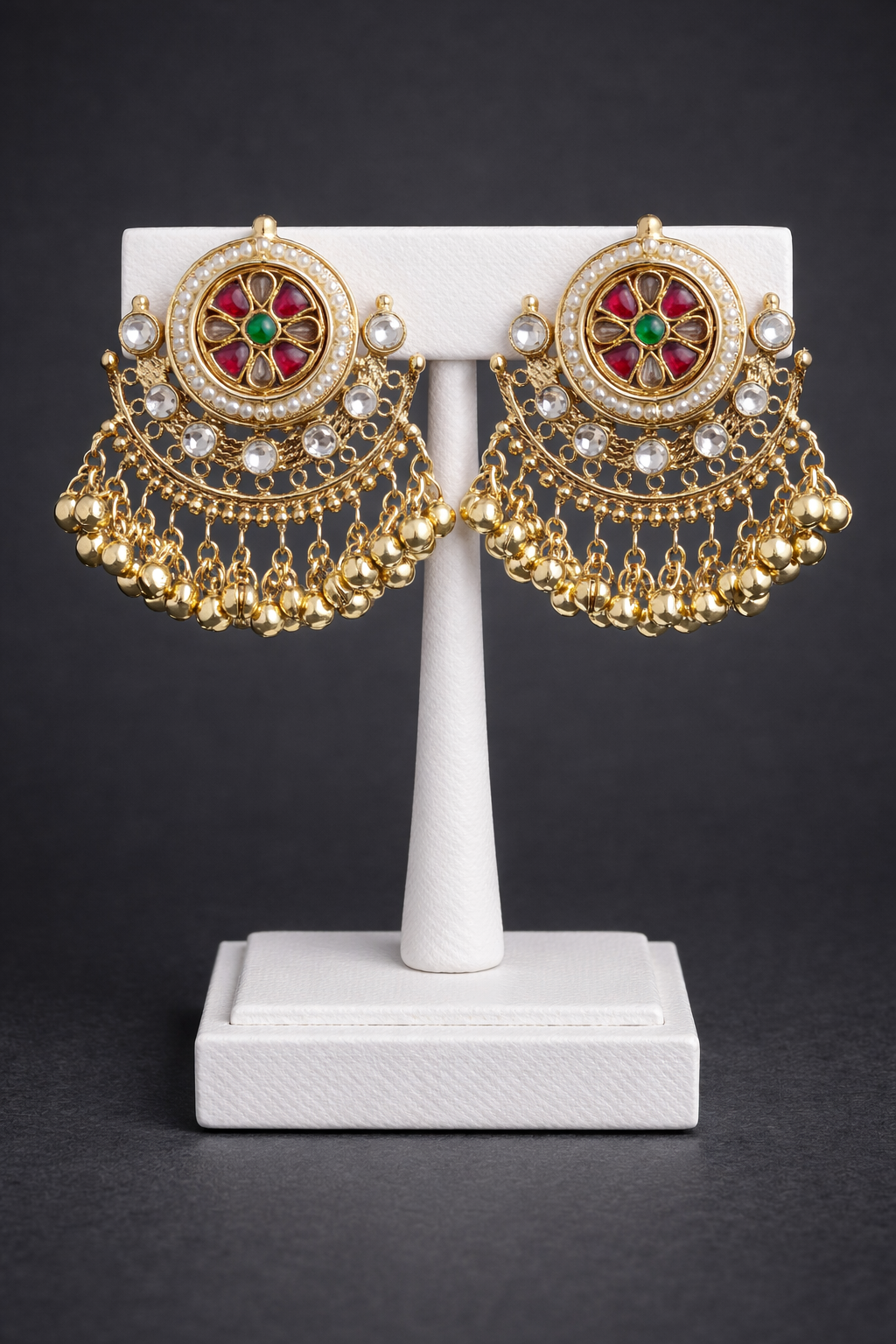 Gold-Toned Pearl & Enamel Jhumka Earrings-G351300