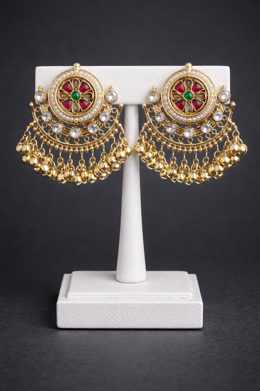 Gold-Toned Pearl & Enamel Jhumka Earrings-G351300