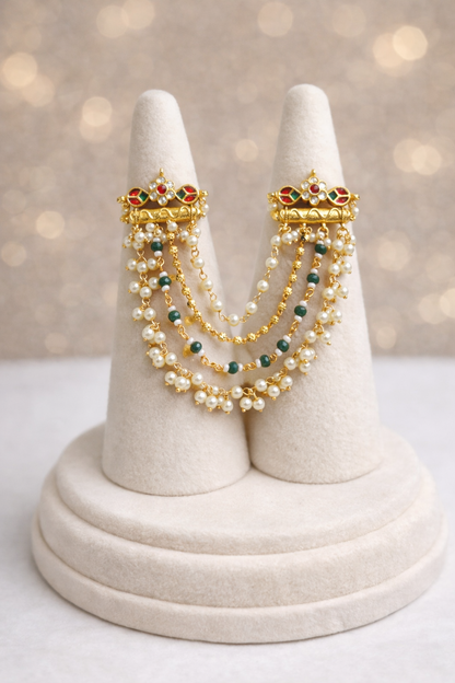 Jadau double finger julla ring