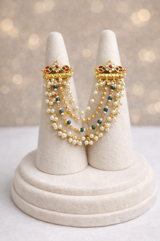 Jadau double finger julla ring