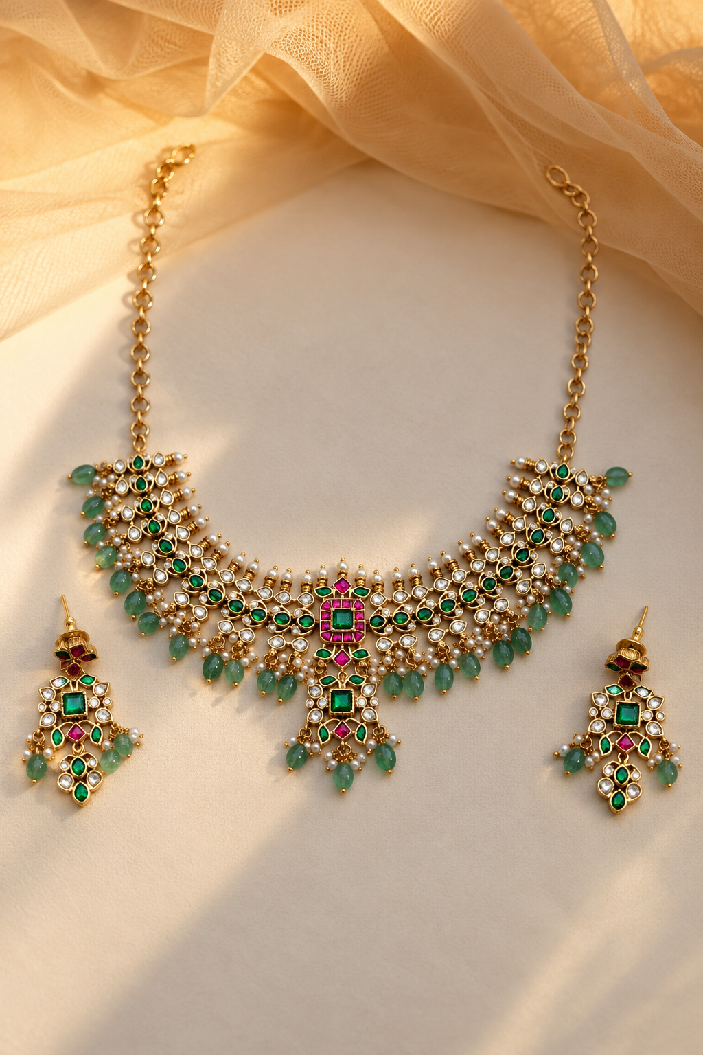 Jadav kundan Necklace Set-02158