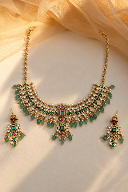 Jadav kundan Necklace Set-02158