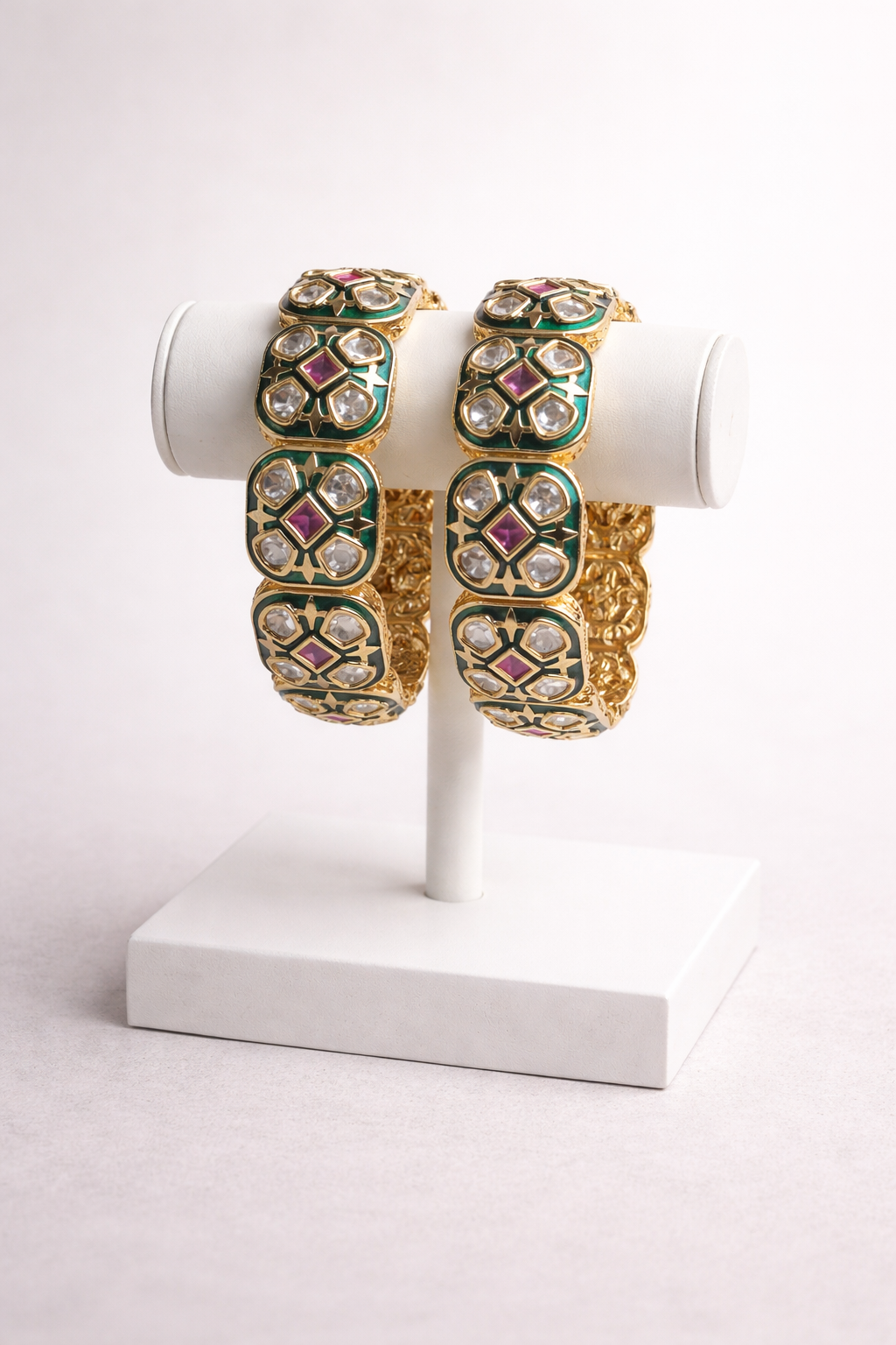 Meenakari Kundan Gold-Plated Bangle Pair