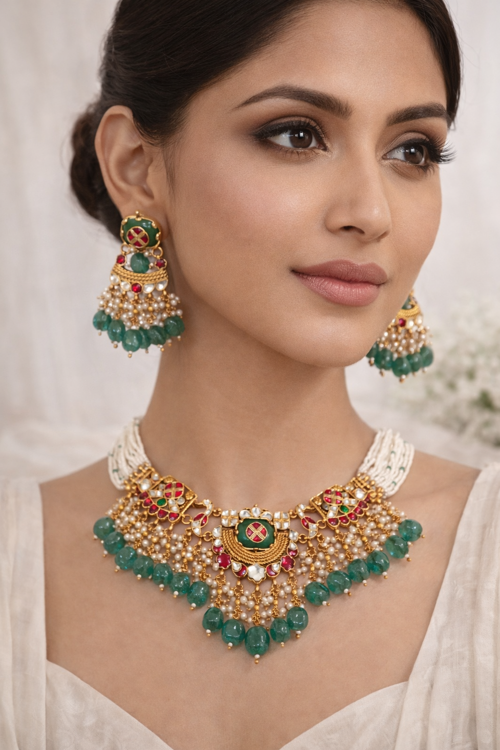 Vaani Pearl Antique Designer Necklace Set