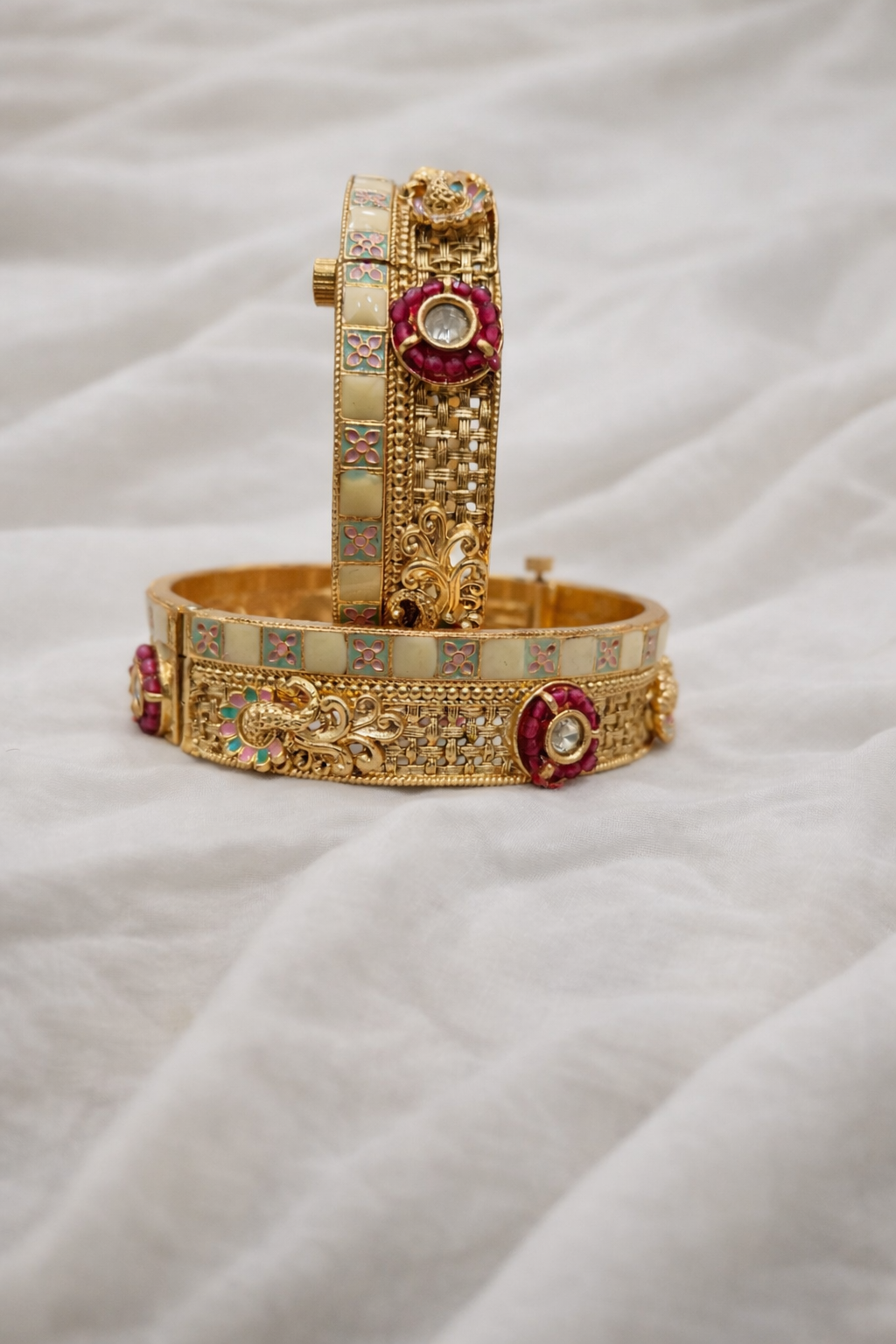 Heritage Meenakari Gold Plated Bangles(Set of 2)