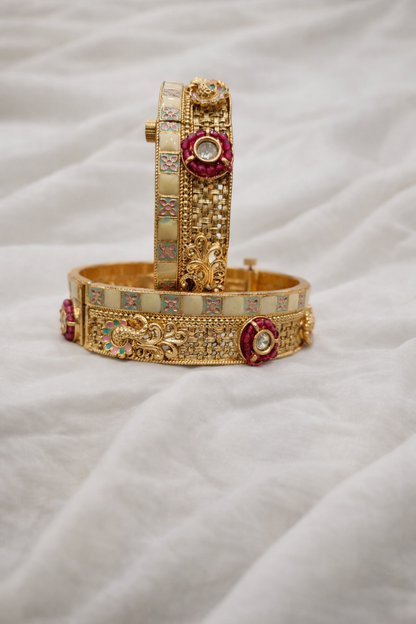 Heritage Meenakari Gold Plated Bangles(Set of 2)