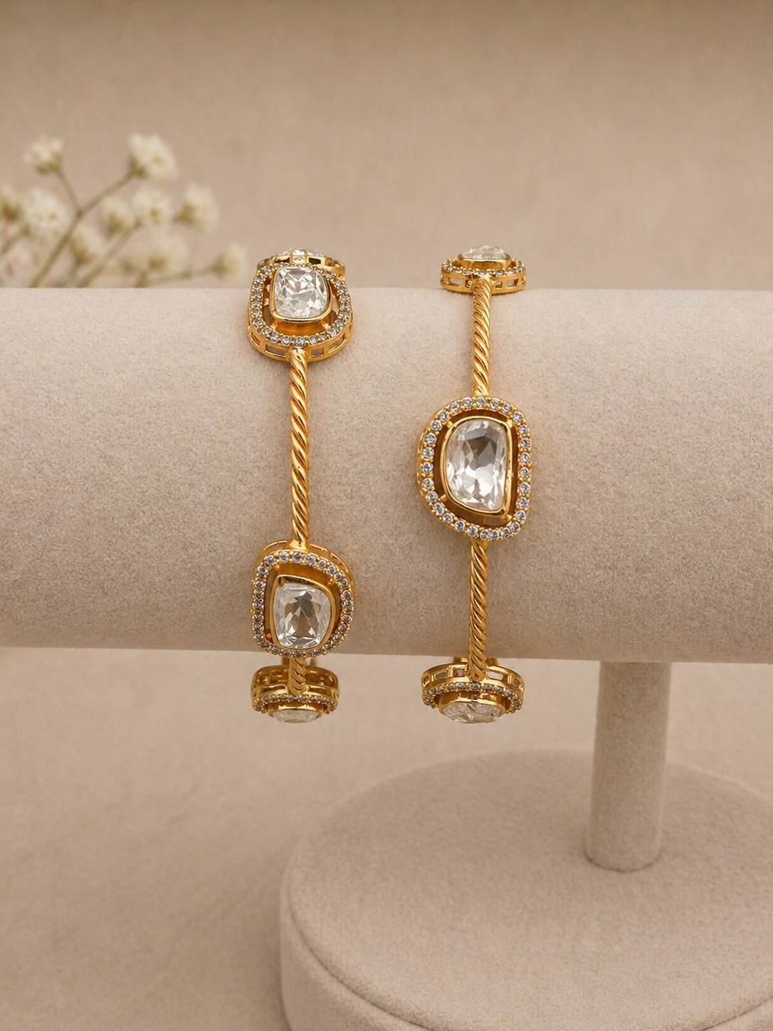 Gold-Plated Mossonite Bangles(Set of 2)-G351500