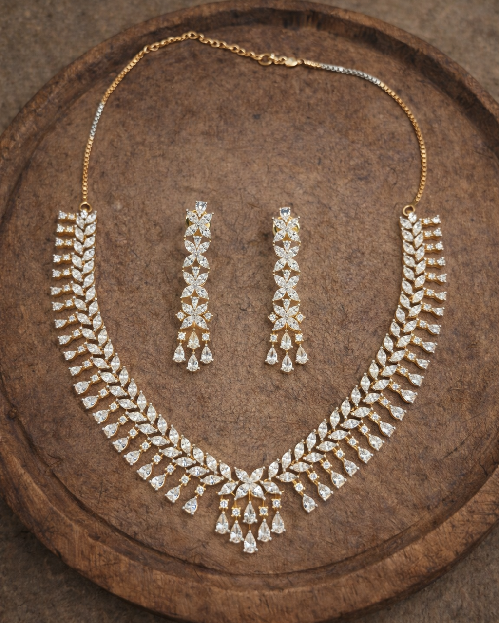 American Diamond Zirconia Necklace Set-G353100