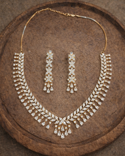 American Diamond Zirconia Necklace Set-G353100