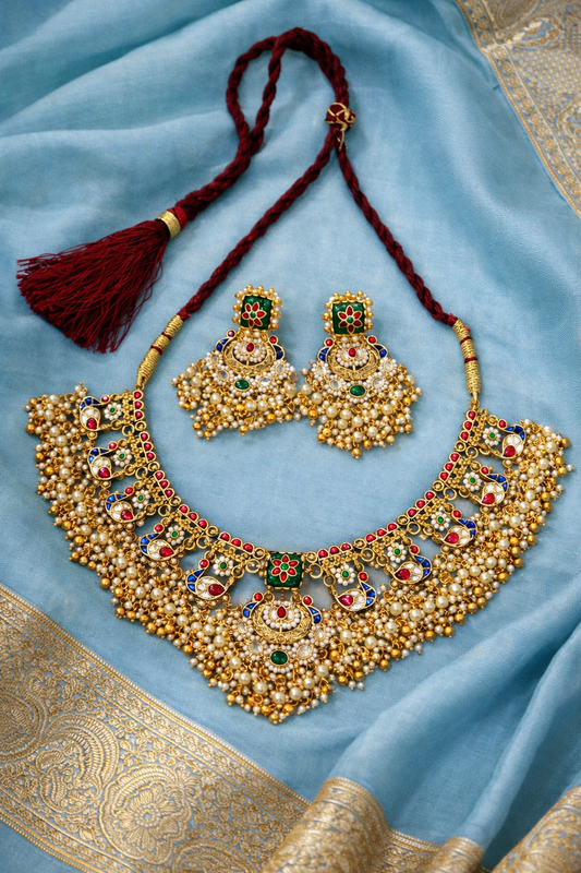 Heritage Kundan & Pearl Drop Necklace Set