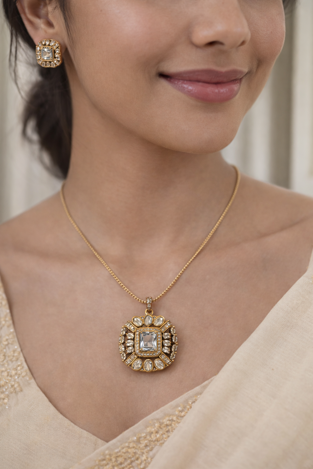 Square Mossonite Pendent Set-G351300