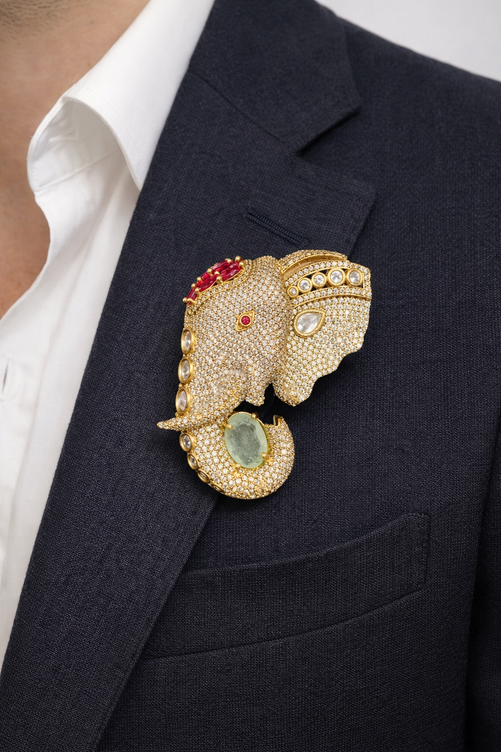 Elephant Emerald Brooch-G351700
