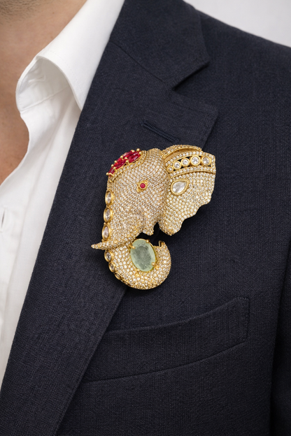 Elephant Emerald Brooch-G351700