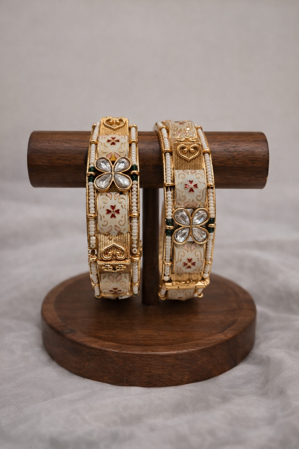 Meenakari Matte Gold Heritage Bangles(Set of 2)