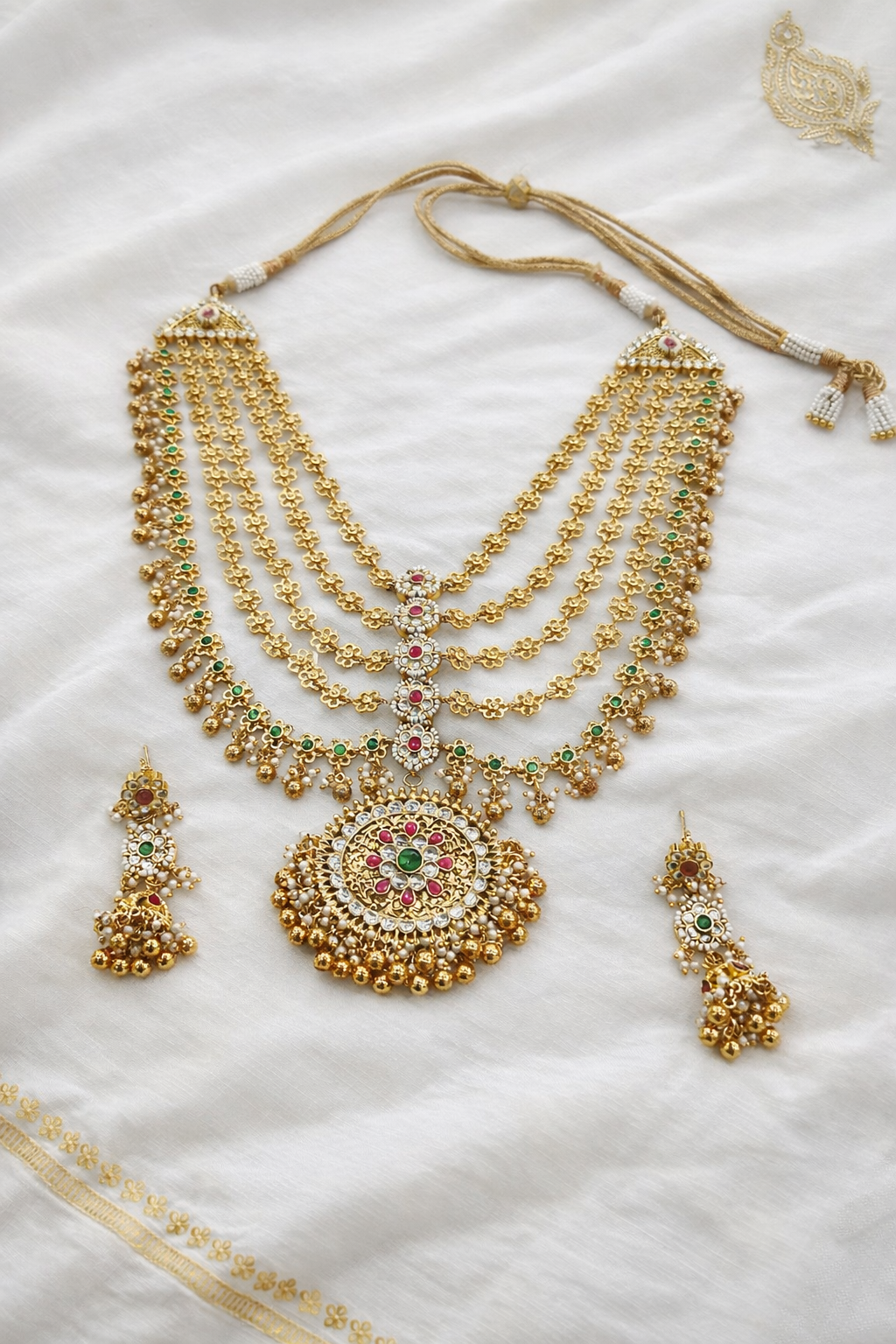 Gold-Finish 5-Layer Jhumra Haar Necklace-G3512300
