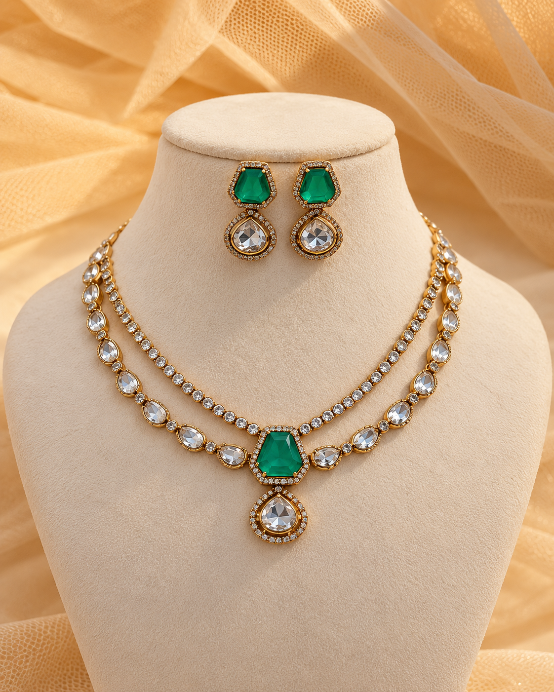 Moissanite Choker Necklace Set-NK2329