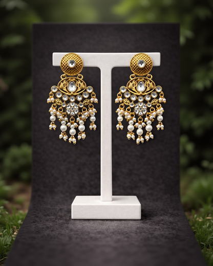 Heritage White Stone & Pearl Drop Earrings-G351800