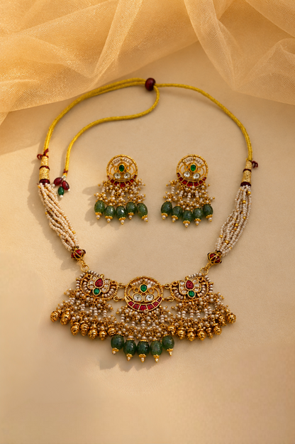 Jadau Choker Necklace Set-G454400