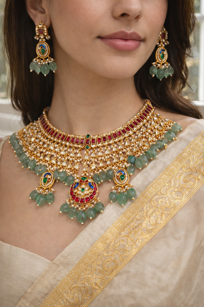 Heritage Pachi Kundan Choker Necklace Set