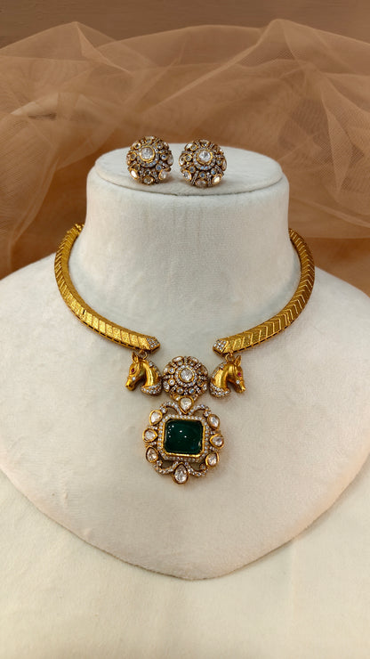 Moissanite Emerald Hasli Choker Set-G426200