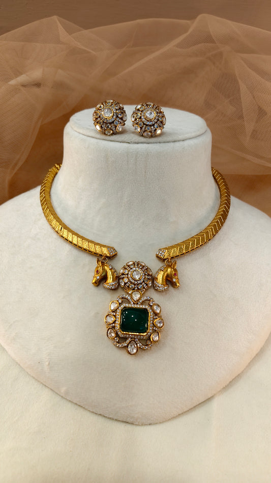 Moissanite Emerald Hasli Choker Set-G426200