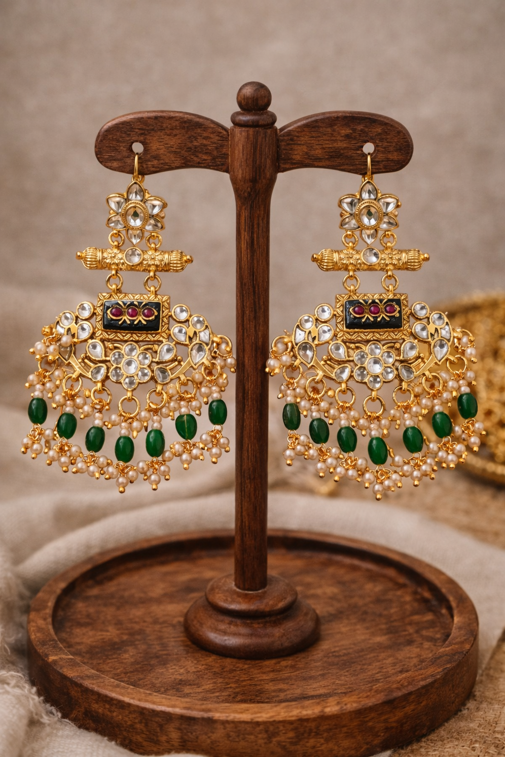 Peacock Heritage Jadau Earrings