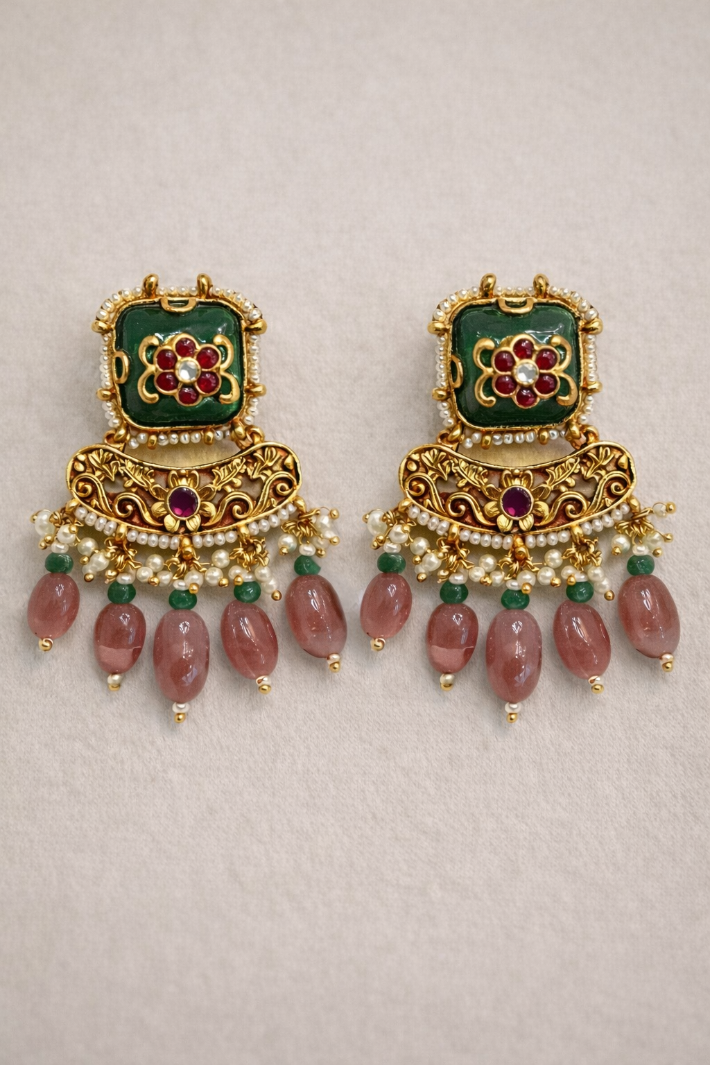 Chanda Long Heritage Jadav necklace set