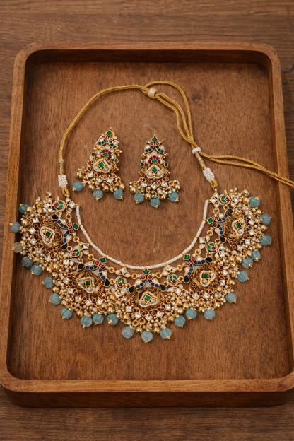 Heritage Kundan Polki Dodi Necklace Set