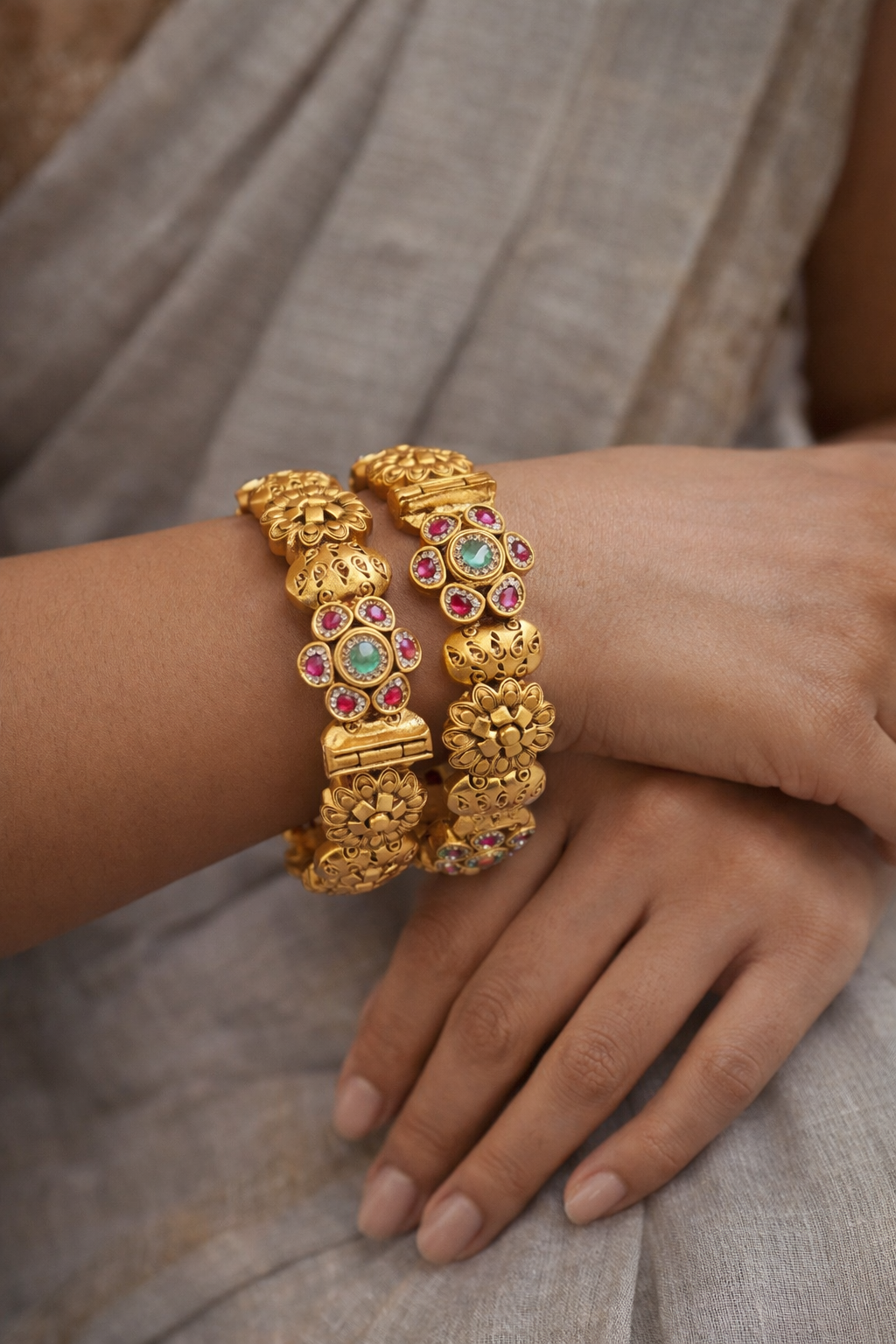 Gold Plated Heritage Bangle(Set of 2)