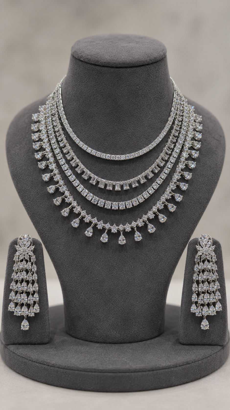 Radiant Tiered Diamond Statement Necklace-G75