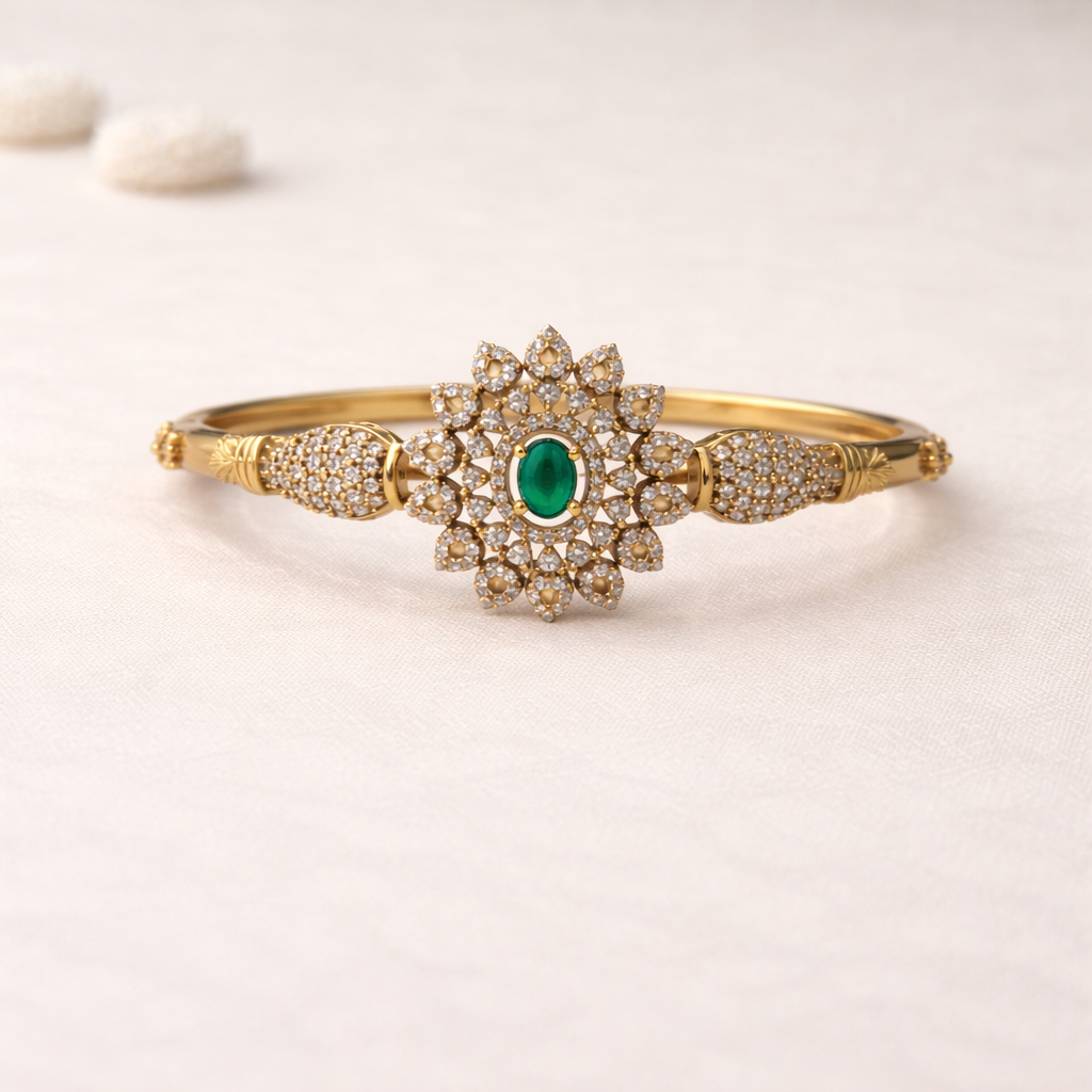 Victorian Emerald & Diamond Bangle Bracelet