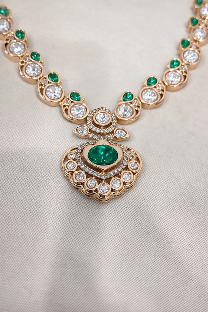 Green Kundan Polki Necklace Set