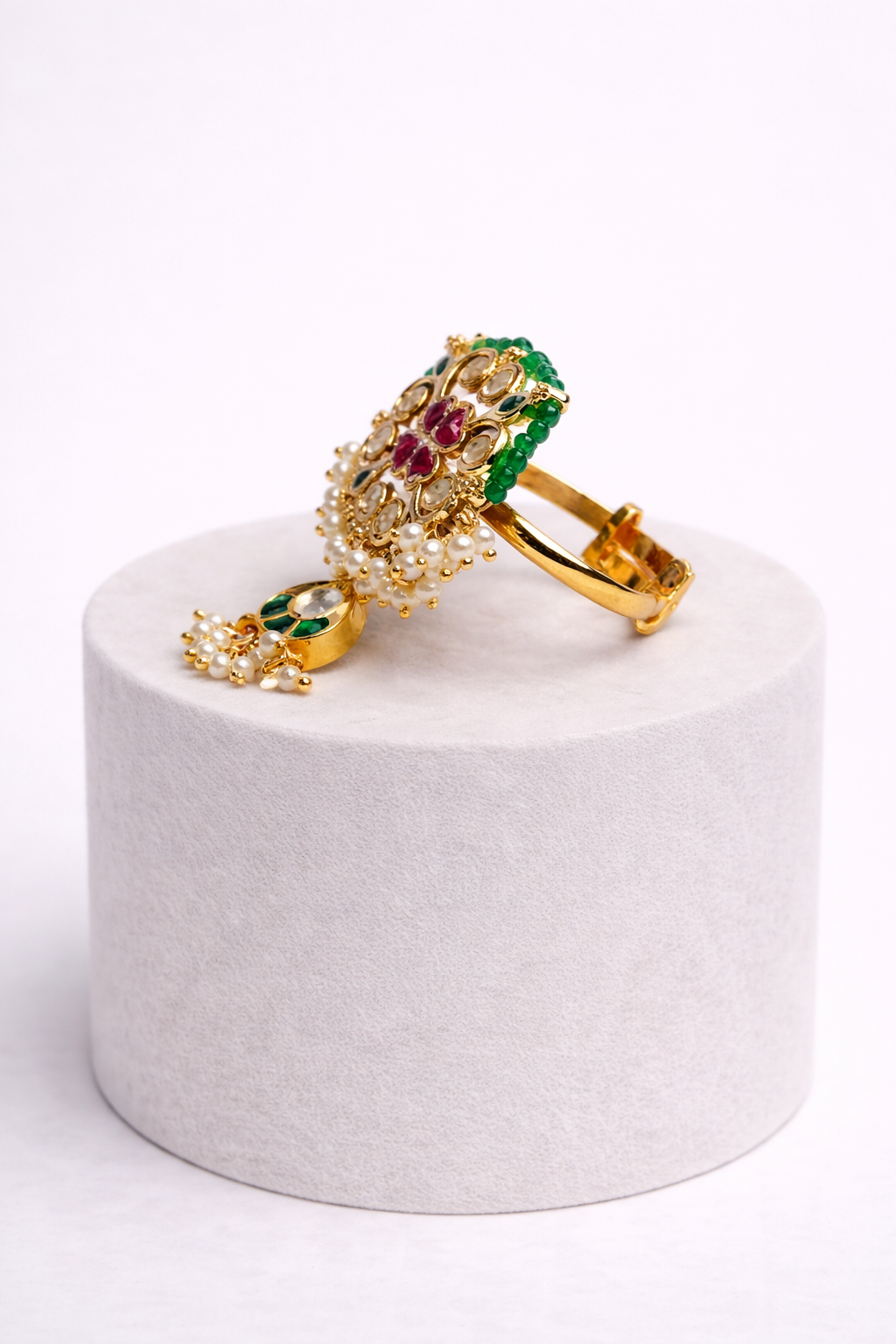 Handcrafted Gold-Plated Kundan Cocktail Ring
