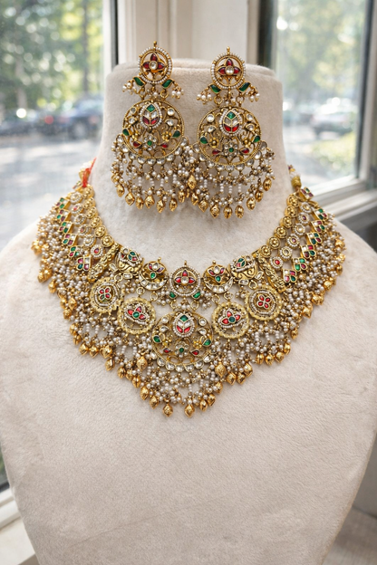 Bridal Temple Design Heritage Kundan Choker Set