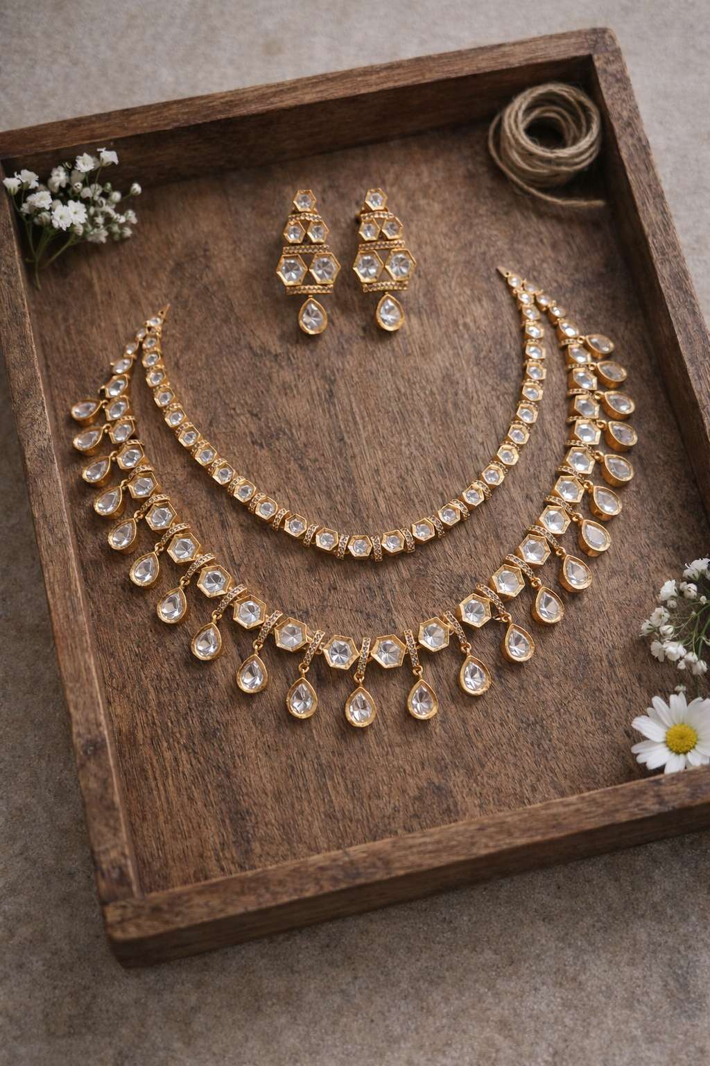 Antique Tone Mossonite Necklace Set