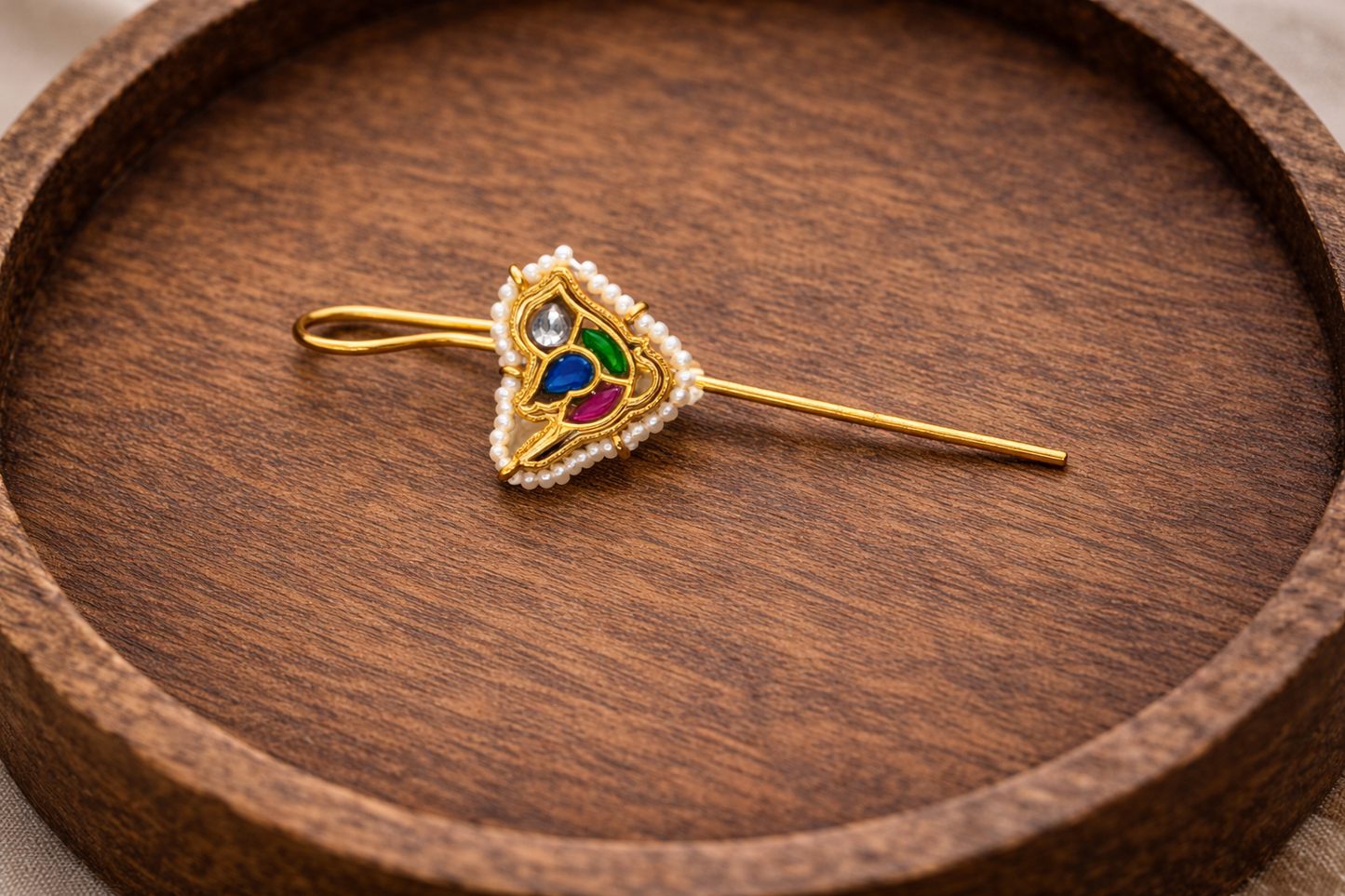 Pachi Kundan Jadav Parot Needle Ear Cuffs-G35700