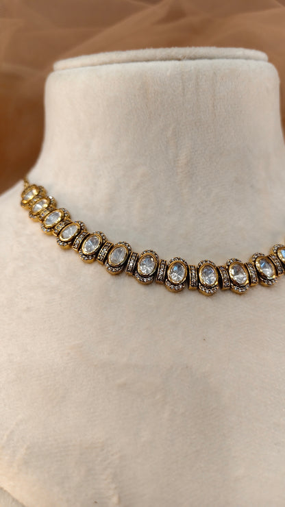 Moissanite Gold-Tone Necklace Set-G423500