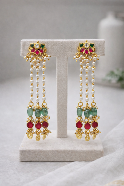 Multi-Layered Jadau and Pearl Choker with Gold Coin Drops