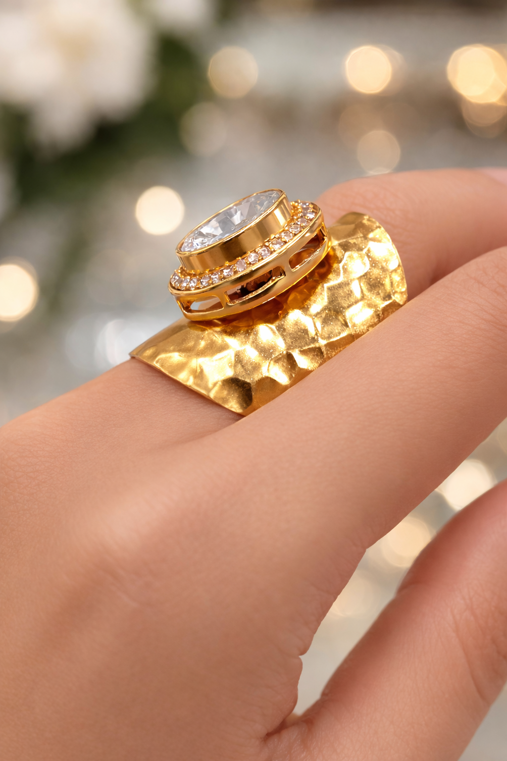 Gold Plated Mossainte Ring