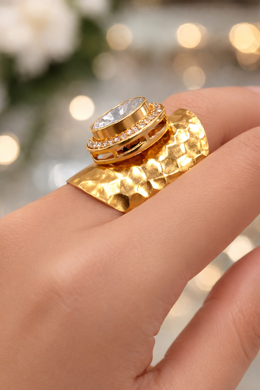 Gold Plated Mossainte Ring