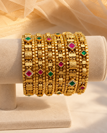 Gold plated Chandan Bangles(Set of 6)-02151