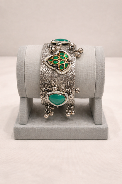 Oxidized Silver Bangles Kada/Cuff-G351400