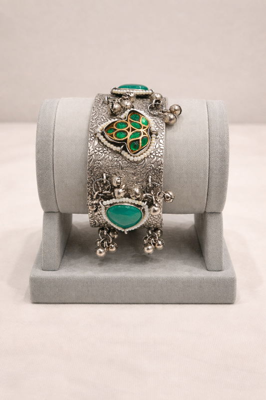 Oxidized Silver Bangles Kada/Cuff-G351400