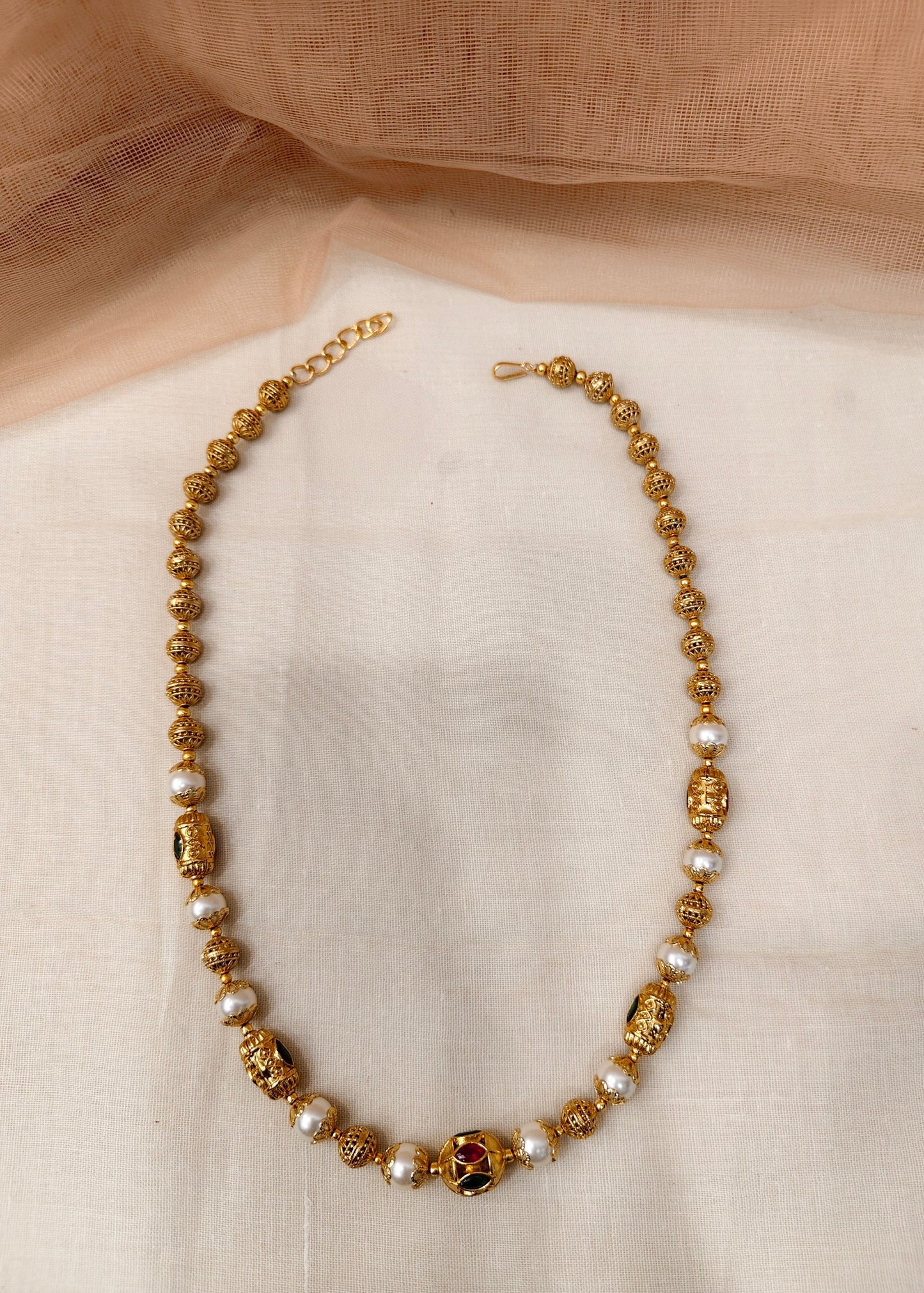 Gold-Plated Pearl Mala Necklace-G171200