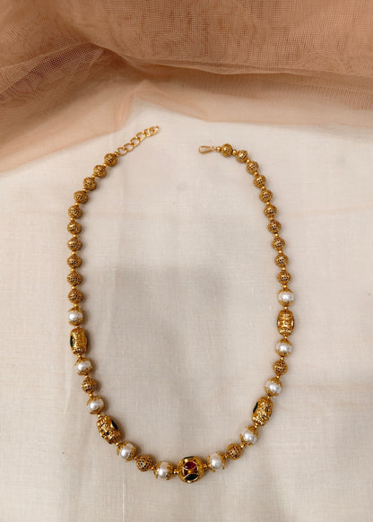 Gold-Plated Pearl Mala Necklace-G171200
