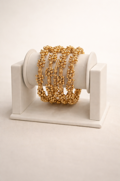 Gold Plated Ghoongharu Bangles(Set of 4)